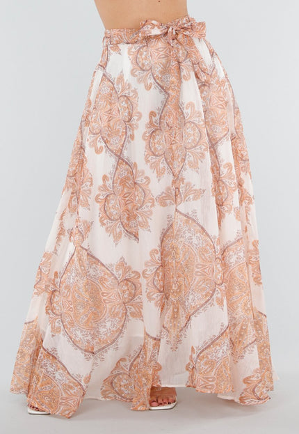 SALE30 Oranje Maxi Rok met Paisley Print