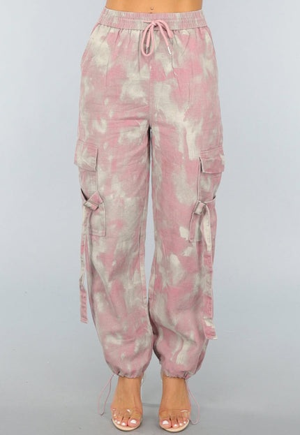 SALE30 Oudroze Gevlekte Cargo Jogger