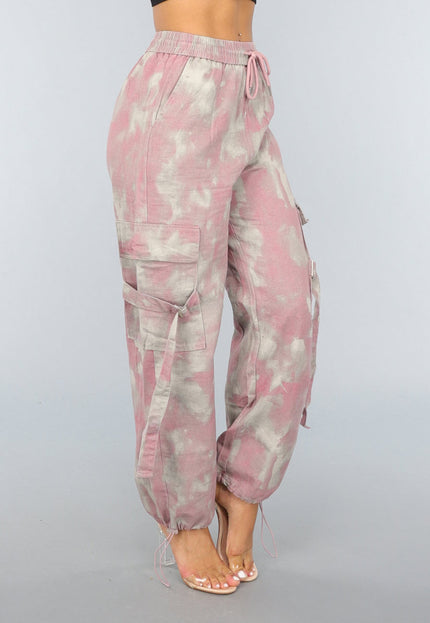 SALE30 Oudroze Gevlekte Cargo Jogger