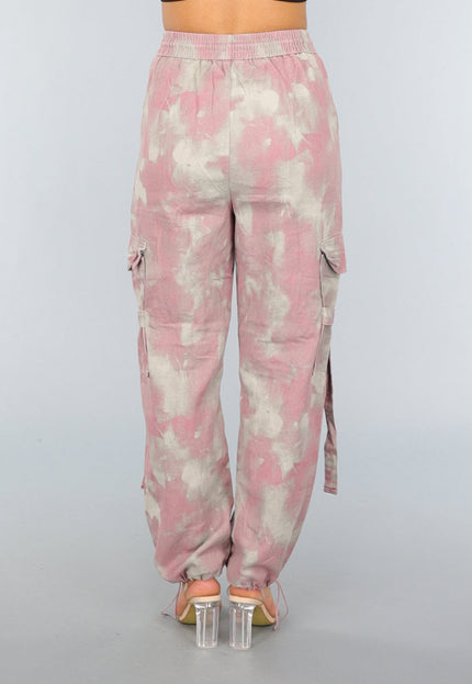 SALE30 Oudroze Gevlekte Cargo Jogger
