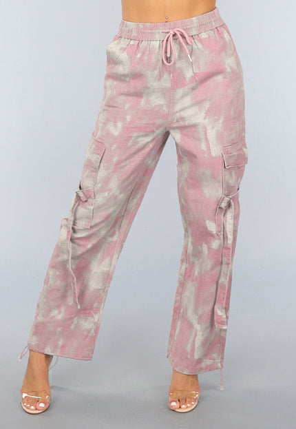 SALE30 Oudroze Gevlekte Cargo Jogger