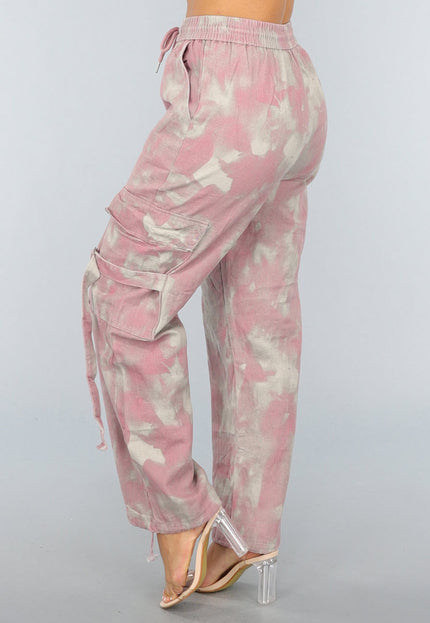 SALE30 Oudroze Gevlekte Cargo Jogger