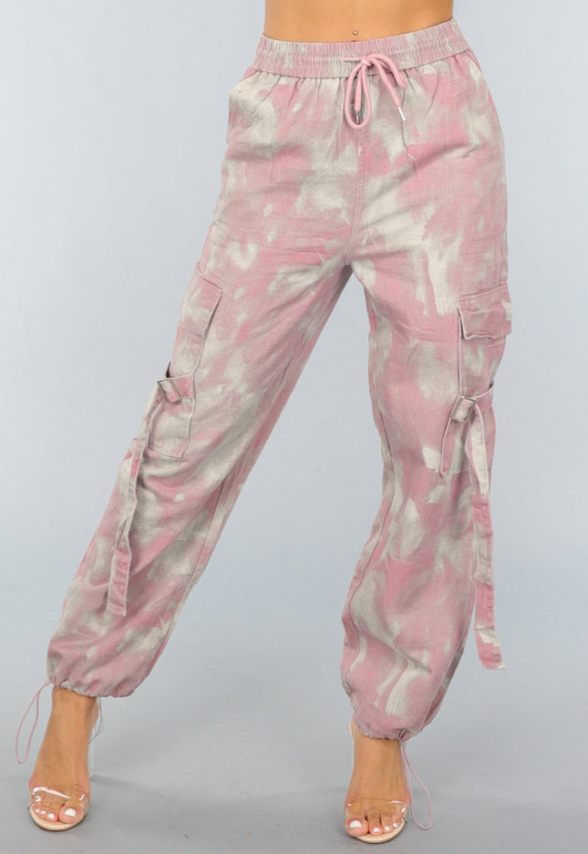 SALE30 Oudroze Gevlekte Cargo Jogger