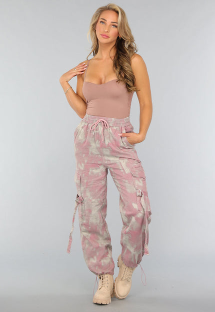 SALE30 Oudroze Gevlekte Cargo Jogger