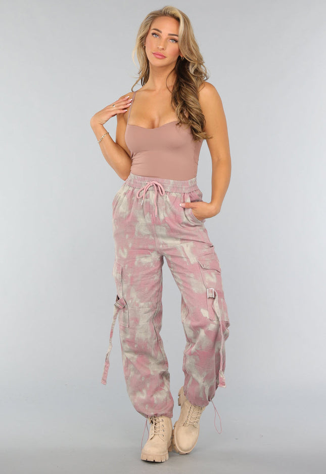 SALE30 Oudroze Gevlekte Cargo Jogger