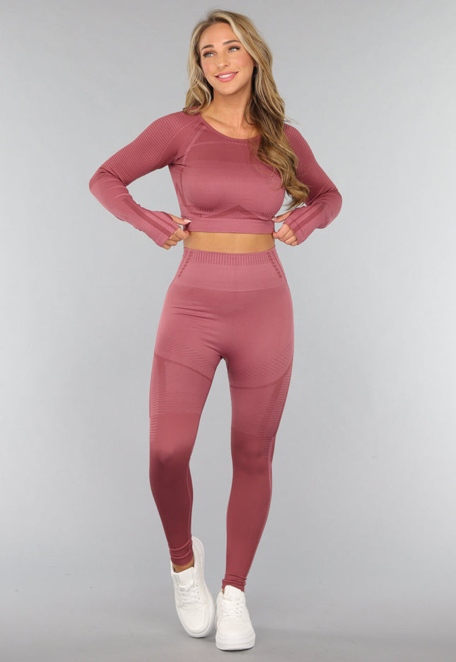 SALE30 Oudroze Longsleeve Fitness Set met Duimgaten
