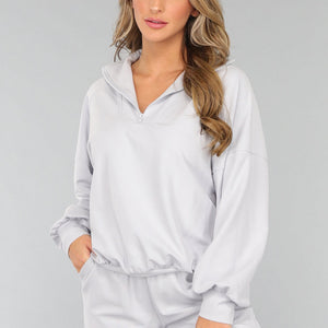 SALE30 Oversized Trui met Rits in Lichtblauw