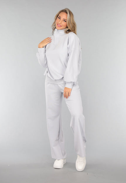 SALE30 Oversized Trui met Rits in Lichtblauw