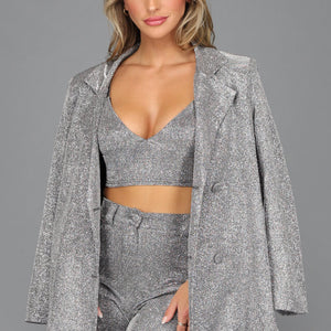 SALE30 Oversized Zilveren Glitter Blazer