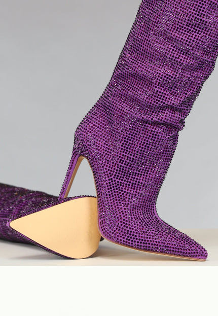 SALE30 Paarse Glitter Laarzen met Stiletto Hak
