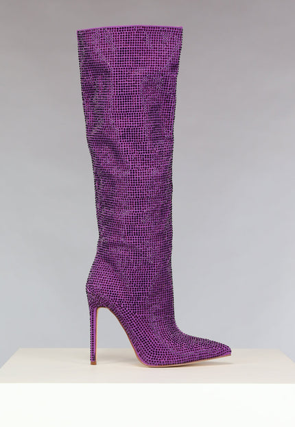 SALE30 Paarse Glitter Laarzen met Stiletto Hak