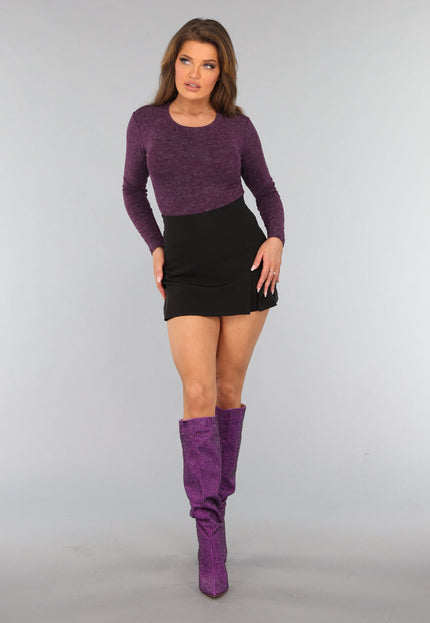 SALE30 Paarse Longsleeve Top met Gebleekte Look