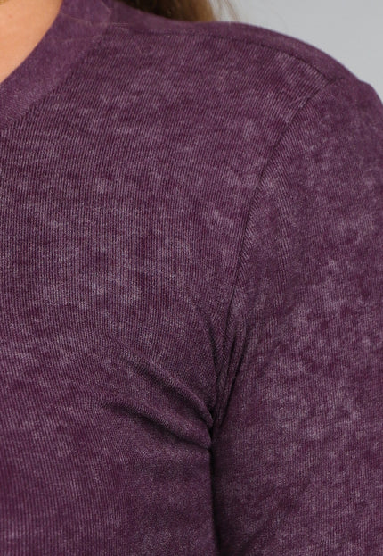 SALE30 Paarse Longsleeve Top met Gebleekte Look