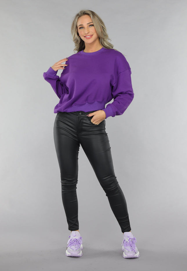 SALE30 Paarse Sweater met Schuine Afwerking