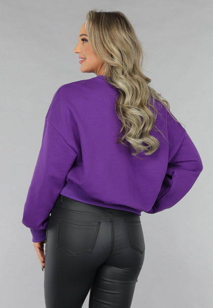SALE30 Paarse Sweater met Schuine Afwerking