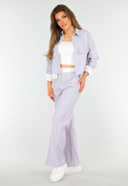 SALE30 Paarse Two Piece Set met Jasje en High Waist Broek