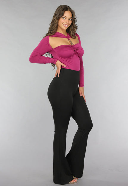 SALE30 Padded Bodysuit met Gouden Details in Berry