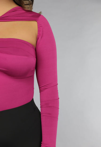 SALE30 Padded Bodysuit met Gouden Details in Berry