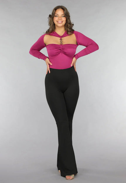 SALE30 Padded Bodysuit met Gouden Details in Berry