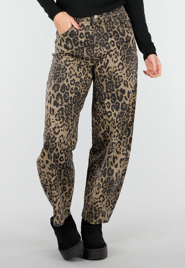SALE30 Panterprint Baggy Broek Bruin