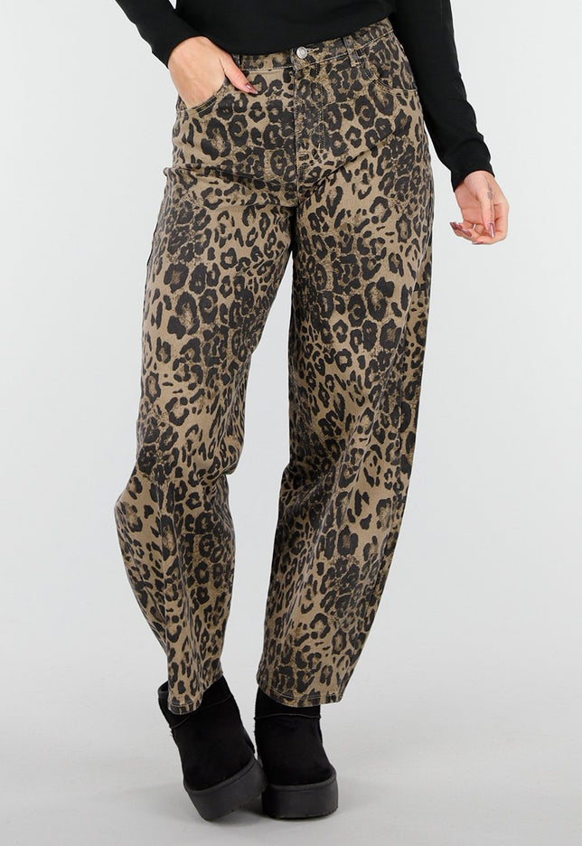 SALE30 Panterprint Baggy Broek Bruin