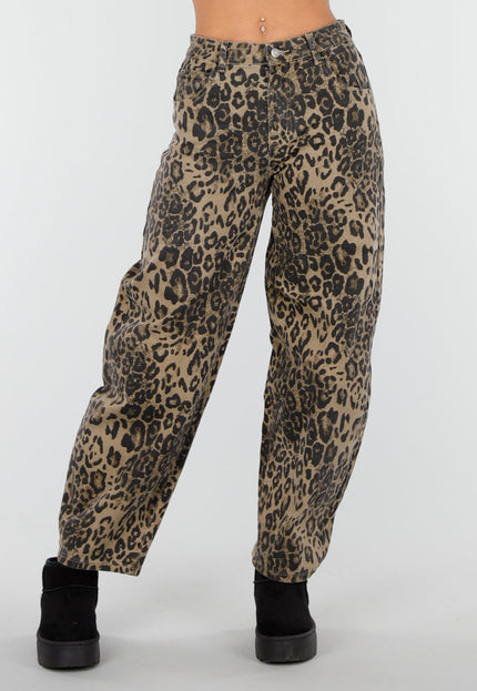 SALE30 Panterprint Baggy Broek Bruin