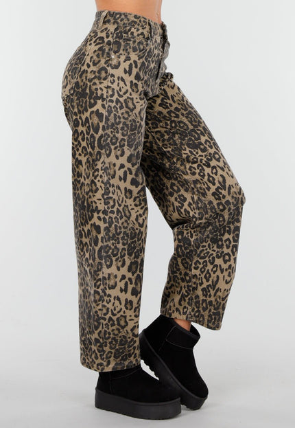 SALE30 Panterprint Baggy Broek Bruin