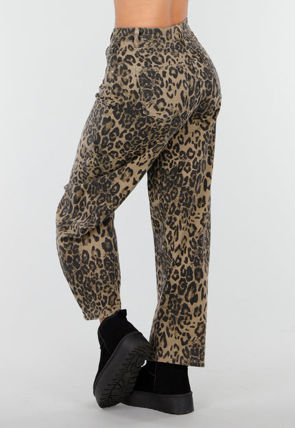SALE30 Panterprint Baggy Broek Bruin