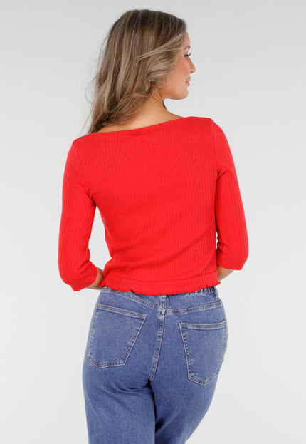 SALE30 Rib Top met Roosknopen