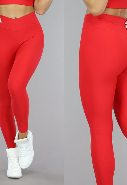 SALE30 Rode Fijne Rib Sport Legging