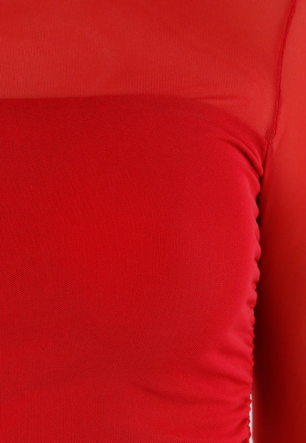 SALE30 Rode Mesh Top Met Hoge Hals