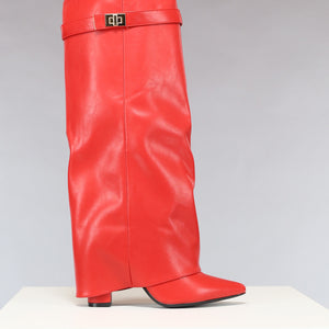 SALE30 Rode Statement Boot met Omslag