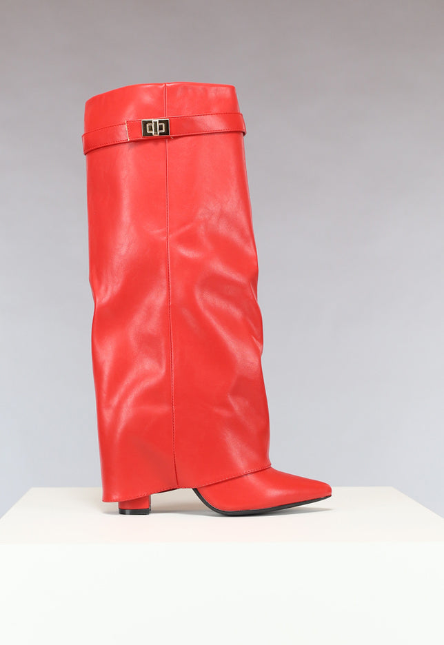 SALE30 Rode Statement Boot met Omslag