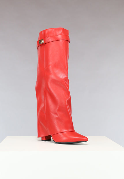 SALE30 Rode Statement Boot met Omslag