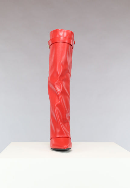 SALE30 Rode Statement Boot met Omslag