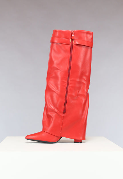 SALE30 Rode Statement Boot met Omslag