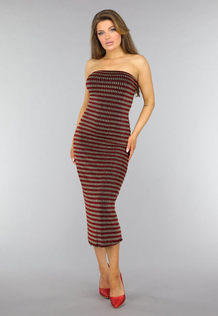 SALE30 Rode Strapless Glitter Bodycon Jurk