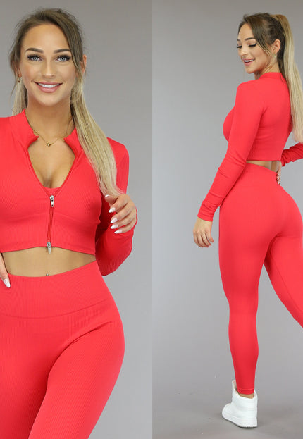 SALE30 Rood Rib Sportvestje