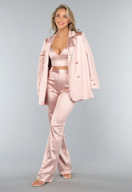 SALE30 Rosé Blazer met Satin Look