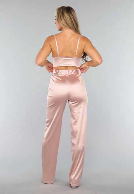 SALE30 Rosé Satin Crop Top