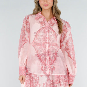 SALE30 Roze Blouse met Paisley Print