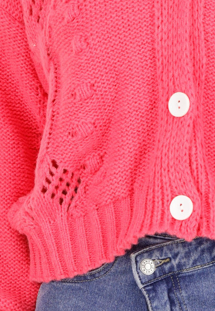 SALE30 Roze Gebreid Vest met Knopen