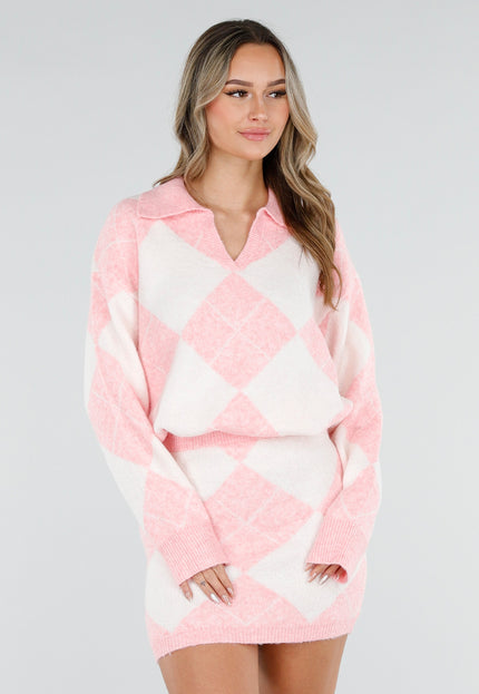 SALE30 Roze Gebreide Two Piece Set