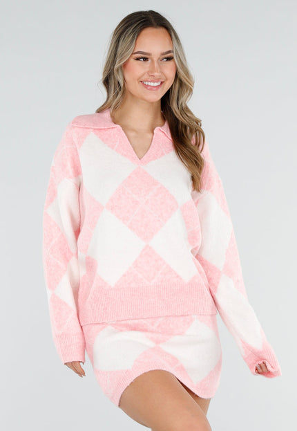 SALE30 Roze Gebreide Two Piece Set