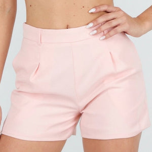 SALE30 Roze Linnenlook Short met Plooien