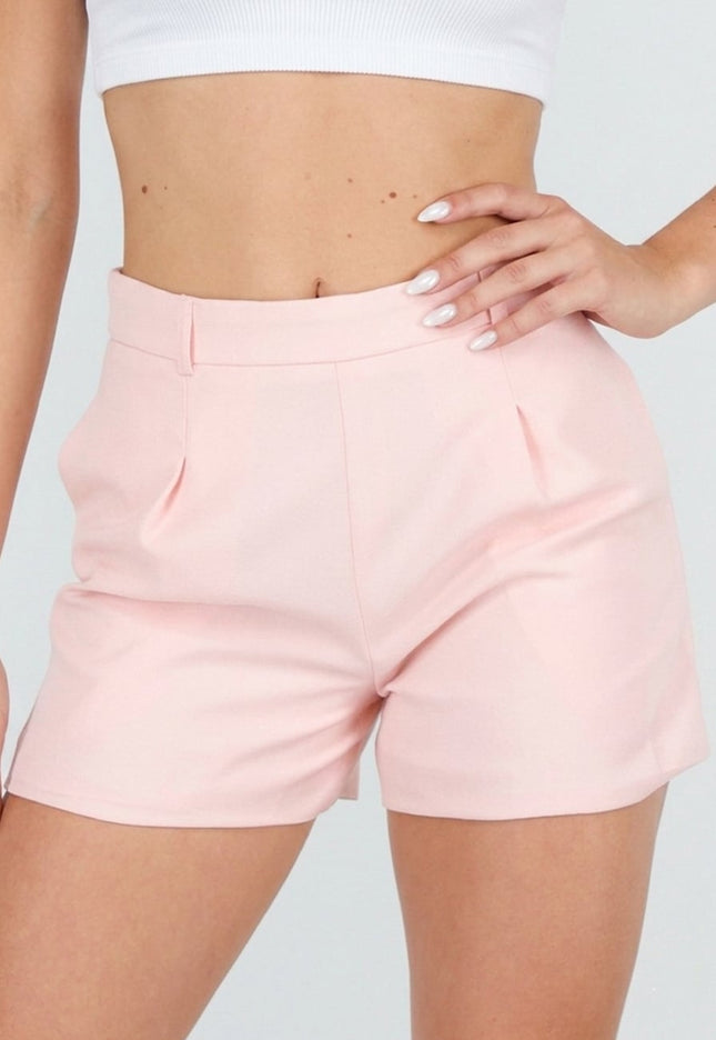 SALE30 Roze Linnenlook Short met Plooien