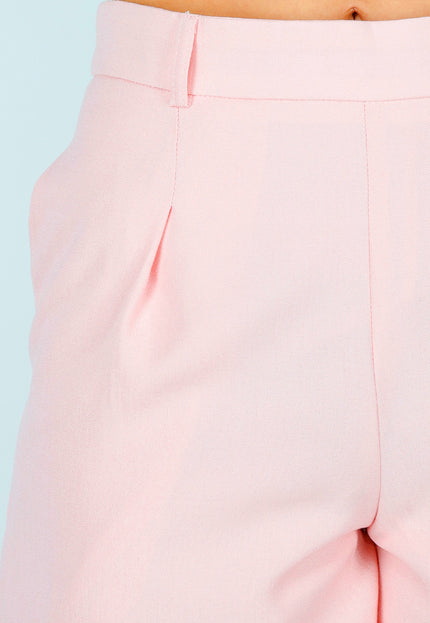 SALE30 Roze Linnenlook Short met Plooien