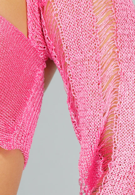 SALE30 Roze Longsleeve See Through Co Ord Set