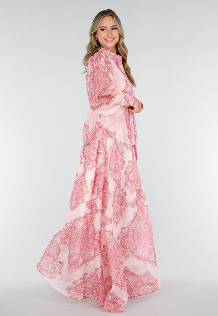 SALE30 Roze Maxi Rok met Paisley Print