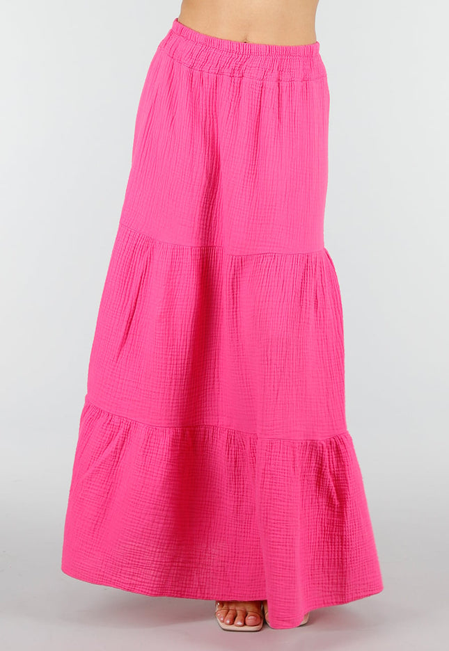 SALE30 Roze Mousseline Maxi Rok